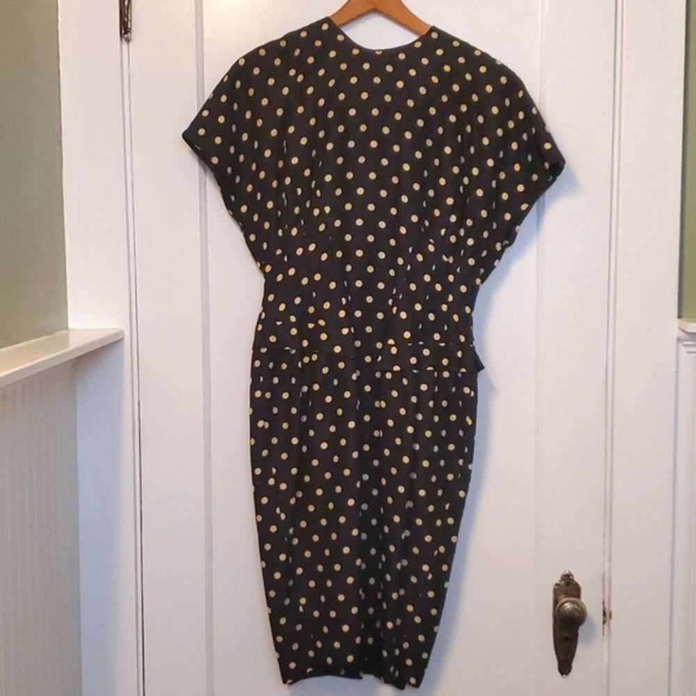 Ann Taylor Vintage Polkadot Peplum Dress